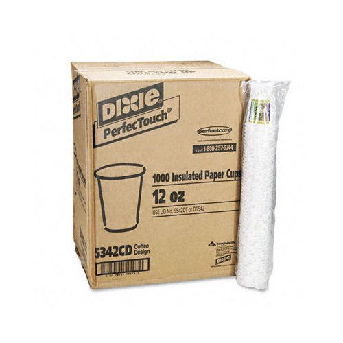 Dixie Coffee Dreams Design Paper Hot Cups, 12 Oz., 1000/Carton