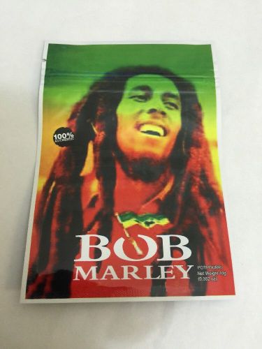 100 Bob Marley 10g EMPTY** mylar ziplock bags (good for crafts incense jewelry)