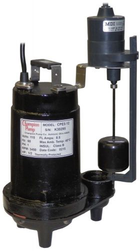 Champion pump cpe5-12 v 1/2 hp up to 64 gpm w/ 48 foot head w/ vertical switch for sale