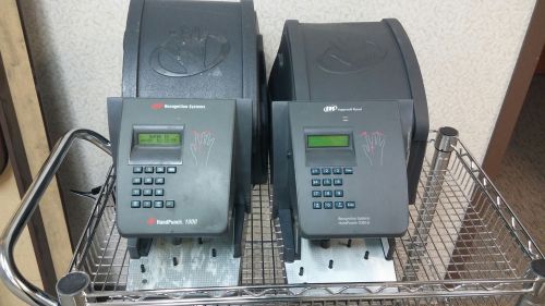 Ingersoll rand lot of 2 biometric hand punch clock hp1000 /1000-e used for sale