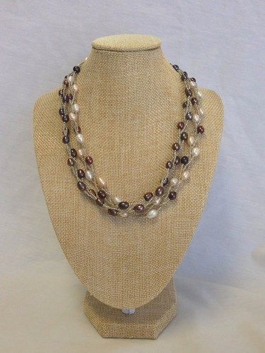 Burlap Necklace Bust Jewelry Display Stand 10&#034; High