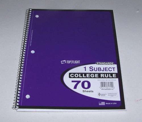 Top Flight Spiral Note Book College Rule One Subject 70 Sheets