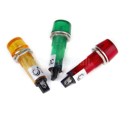 3pcs 24v ac/dc red yellow green signal indicator warning light lamp for car for sale