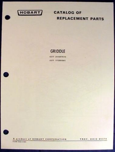 Hobart Griddle Top &amp; Griddle Stand Model CG77 Catalog of Replacement Parts