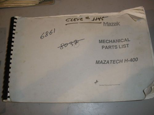 Mazak CNC Mill H-400 Parts Manual