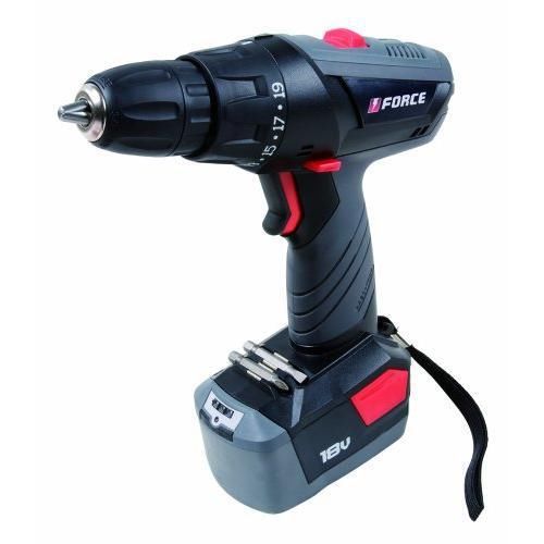 Force PT100118 18-Volt NiCad Cordless Drill With Battery, Black/Grey New