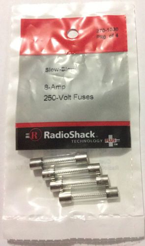 8.0-amp 250v 1 1/4 x 1/4 &#034; slow-blow fuse (4-pack) radioshack (#270-1030) new for sale