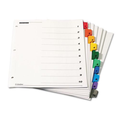 Traditional onestep index system, 10-tab, 1-10, letter, assorted, 6 sets for sale