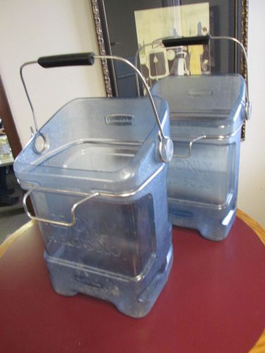 LOT OF 2 Rubbermaid FG9F5400TBLUE 5.5 Gal Safety Ice Tote W/Bin Hook -NO RESERVE