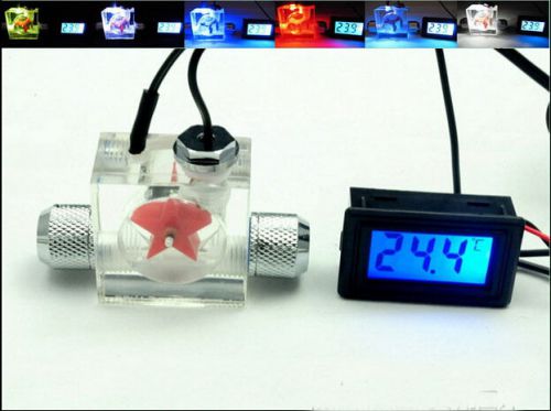 Flow Scout Meter with LED light And Digital Thermometer For Water Liquid Cooler