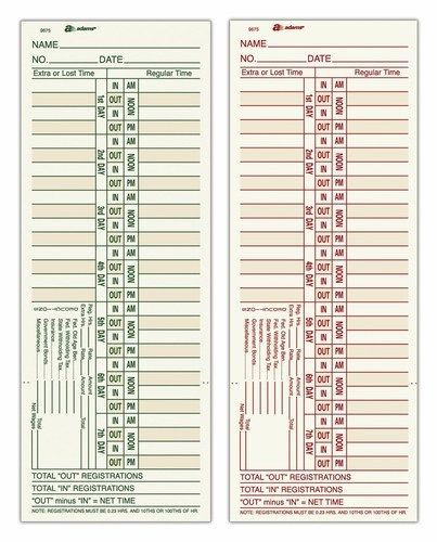 Adams Time Cards, Weekly, Bi-Weekly Overtime Format, 3.4 x 9 Inches, Manila, ...