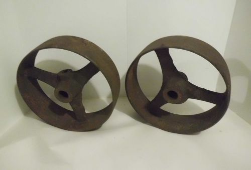 Pair of 10&#034; Antique Cast Iron Wheels 3&#034; Wide Old Vintage Hit Miss Engine Cart