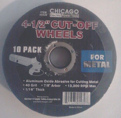 Chicago Electric PowerTools  10 Pack 4-1/2&#034; Cut-off Wheels For Metal