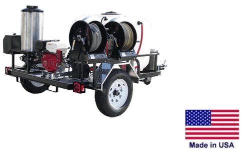 Pressure washer hot water - trailer mount  200 gal - 4 gpm - 3200 psi - diesel c for sale