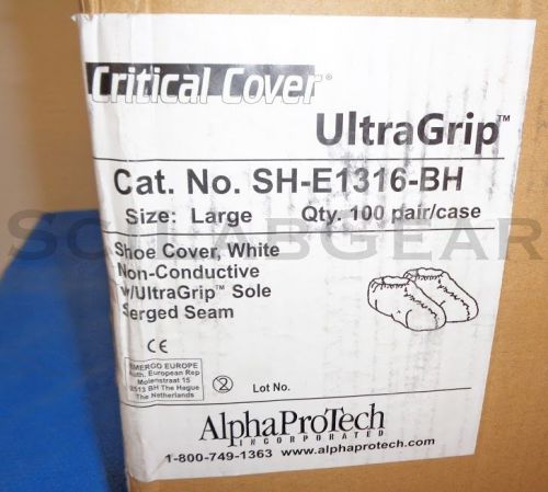 White Shoe Cover Non-Conductive UltraGrip Sole Serged Seam, Large, Case of 100
