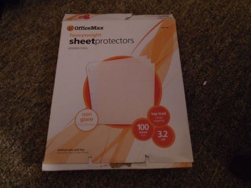 OfficeMax heavy weight sheet protectors: non glare,100 sheets,3.2 mil, top load