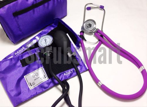 Blood Pressure BP Cuff Monitor and Sprague Rappaport Stethoscope Set - Purple