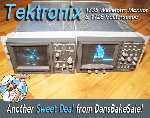 Tektronix 1725 Vectorscope &amp; 1735 HD Waveform Monitor w/ Calibration Certs, Rack