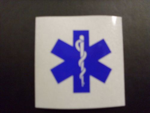 STAR OF LIFE 2&#034; SQUARE WHITE &amp; BLUE REFLECTIVE DECAL STICKER