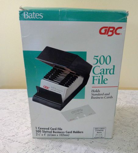 BATES Covered Vue Business Card File Box.2 5/8&#034; x 4&#034; Cards.A-Z tabs.500 cards