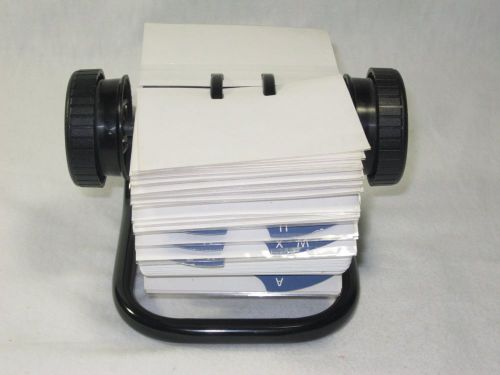 Rolodex Open Rotary File 500 Card Capacity Black Metal 2 1/4&#034; x 4&#034; Used