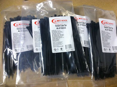 Standard cable ties 50 lb rating 7.56 inches, 5 packs of 100