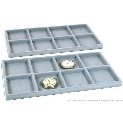 2 Grey 8 Compartment Display Tray Inserts