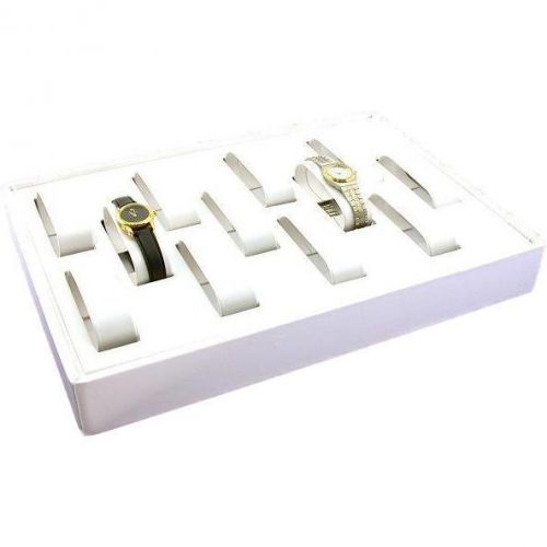 12 Slots White Faux Leather Watch Display Tray