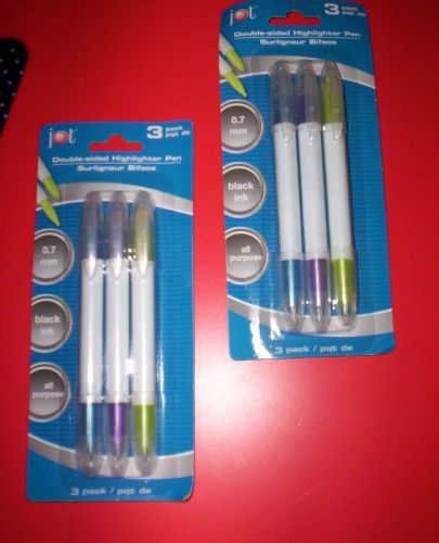 JOT Double Sided Pen/Highlighters~BLACK INK~ LOT OF 2 PACKS W/3 PENS PER PACK