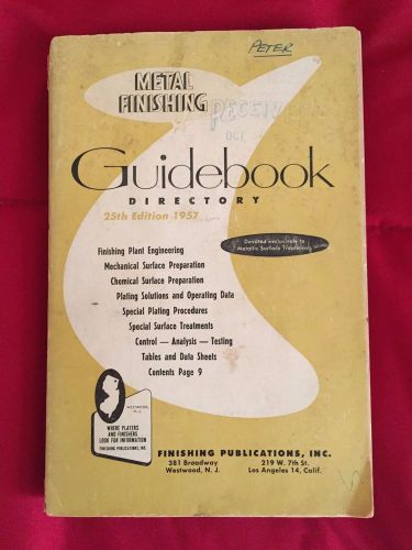 Metal Finishing Guidebook Directory 25th Edition 1957; Surface Prep, Plating