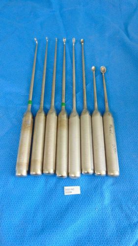 Lot of 8 acromed orthopedic curettes sizes 0, 00, 000, 1, 2, 5, 6 &amp; 8 s2228 for sale