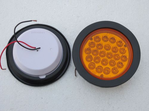 Round 4&#034; indicator flasher lamp light led trailer truck amber rubber ring for sale