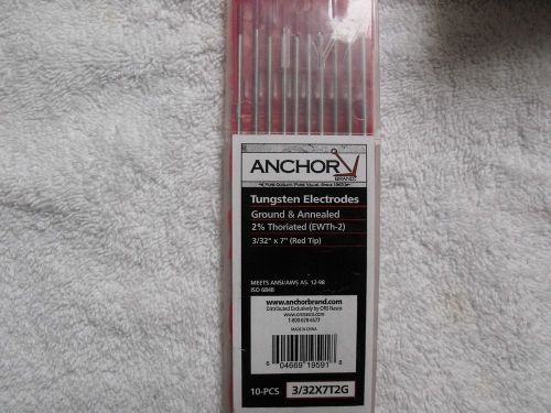 Anchor  Red 2% Thoriated Ground Tungsten Electrodes 3/32&#034; x 7&#034; 10-Pack