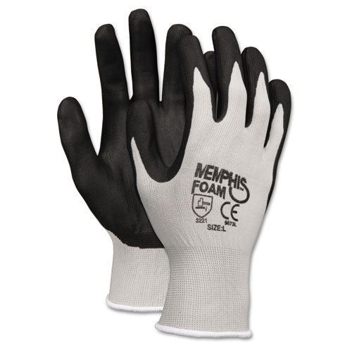 Economy Foam Nitrile Gloves, Gray/Black, 12 Pairs