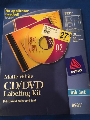 Avery Ink Jet 8931 Matte White CD/DVD Labeling Kit 30 Disc Lables