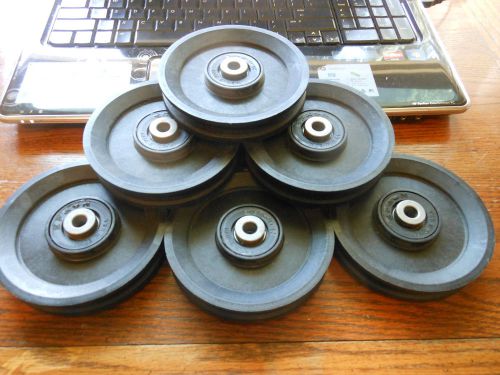 6 Efson 4 1/2&#034; Nylon Wire Rope Cable Idler Pulleys 3/8&#034; Bolt 3/8&#034; ID pulley