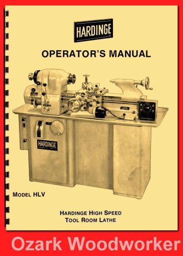 Hardinge old hlv high speed tool room lathe operator’s manual ’54 1124 for sale