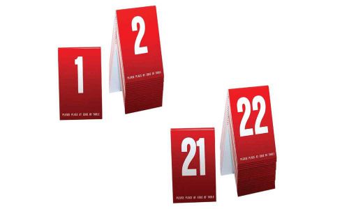 Plastic Table Numbers 1-40- Red w/white number, Tent style, Free shipping