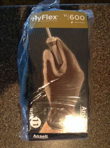 Ansell Hyflex Size 11. Polyurethane Palm Coated Black Gloves 11-600 (pack of 12)