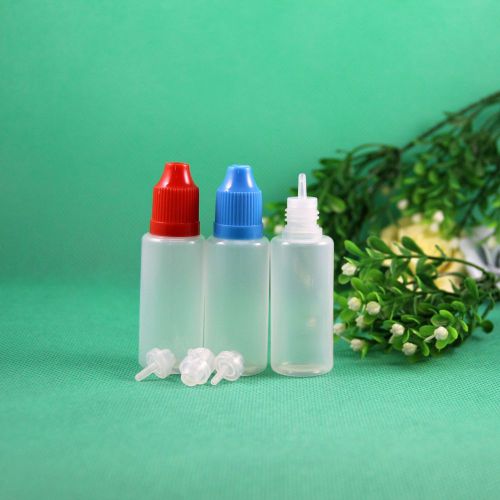 100 x 20 ml ldpe plastic child proof dropper bottle long thin tip e juice vapor for sale
