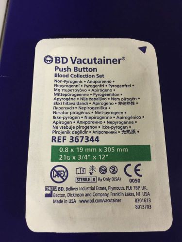 21g Vacutainer,  BD Push Button Vacutainer, REF:367344, Butterfly Needle 21 Ga