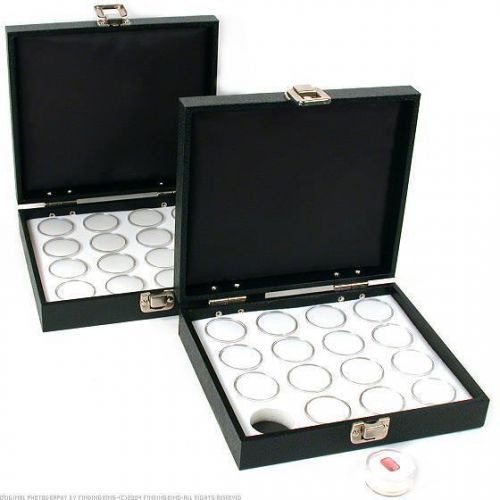 32 Gem Jars White Tray Display Gemstone Travel Case