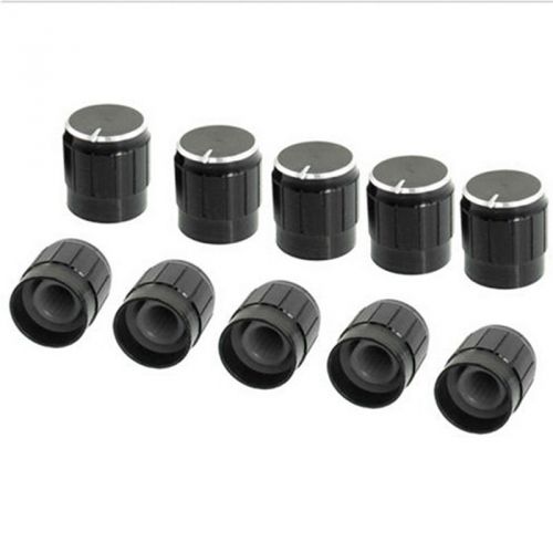 10X Volume Control Rotary Knobs Black for 6mm Dia. Knurled Shaft Potentiometer H