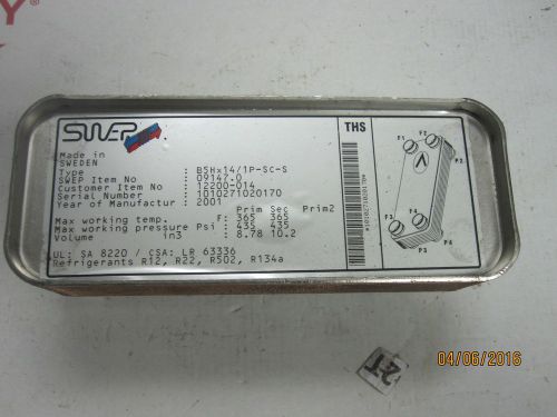 Swep refrigerant heat exchanger b5hx14/1p-sc-s  09147-014 122990914
