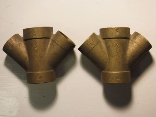 Lot of 2 Chase DWV Cast Bronze Reducing Double Tee, 2&#034; x 2&#034; x 1-12&#034; x 1-12&#034;