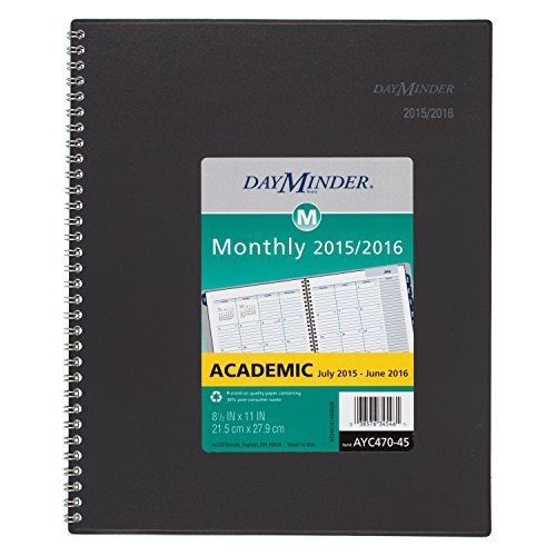DayMinder Monthly Planner, Academic Year, 12 Months, July 2015-June 2016, 8.5 x