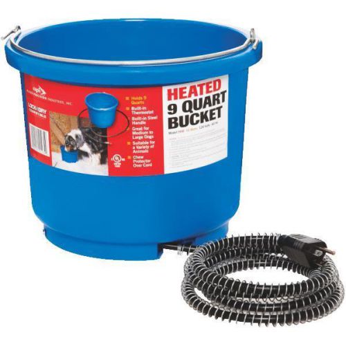 6 pack blue plastic 9 qt 60 watt heated water bucket pail w/thermostat 9hb for sale