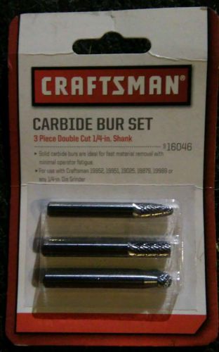 Craftsman Carbide Bur set 3 peace double cut 1/4&#034; inch shank