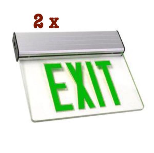 2 X Edge Lit LED Exit Sign Double Face Battery Backup 120/277V