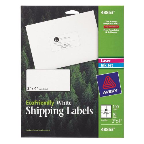 Avery  Mailing Labels for Laser and Ink Jet Printers 2 x 4 Inches White Perma...